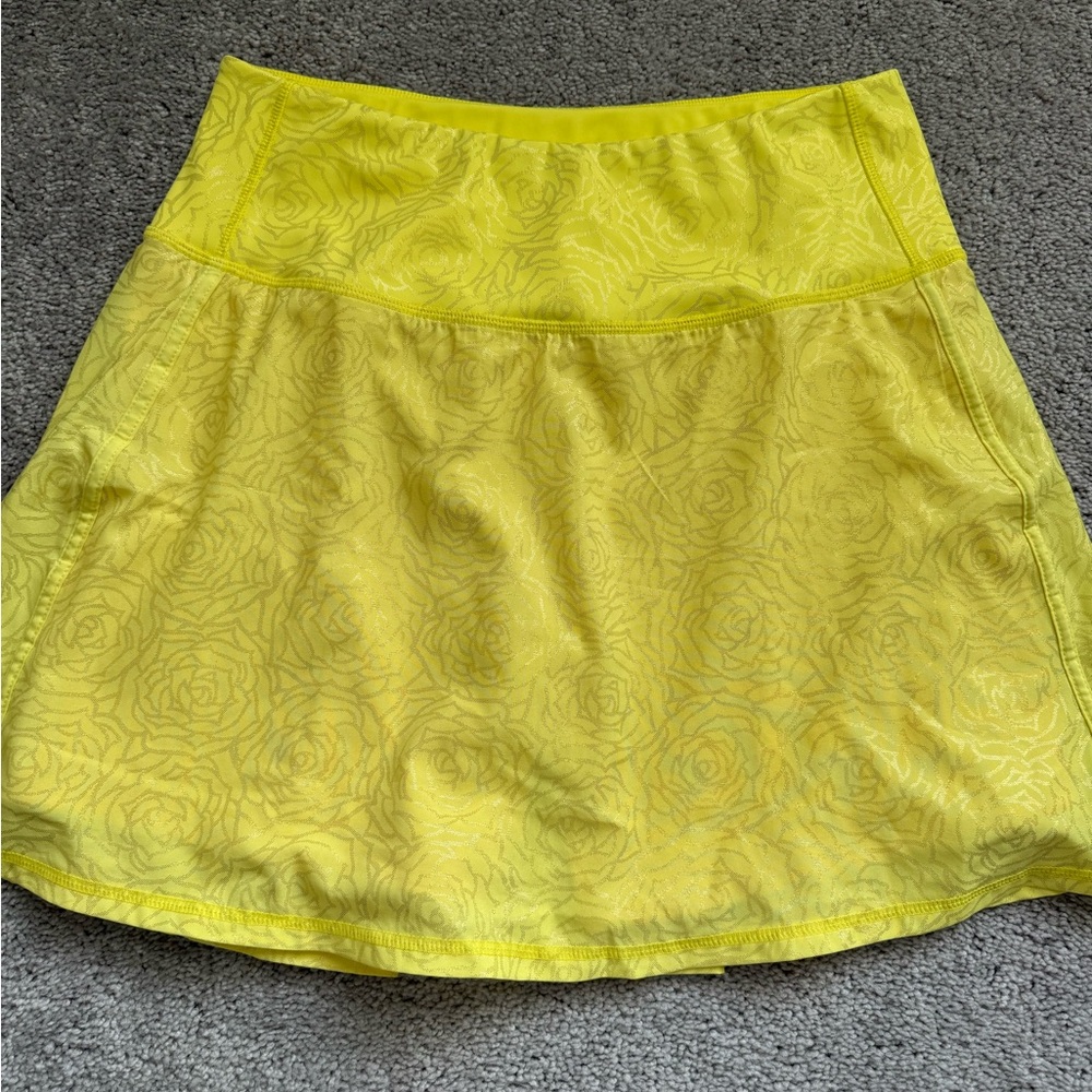 Crowned Athletics Elegant Yellow Floral Skater Skirt